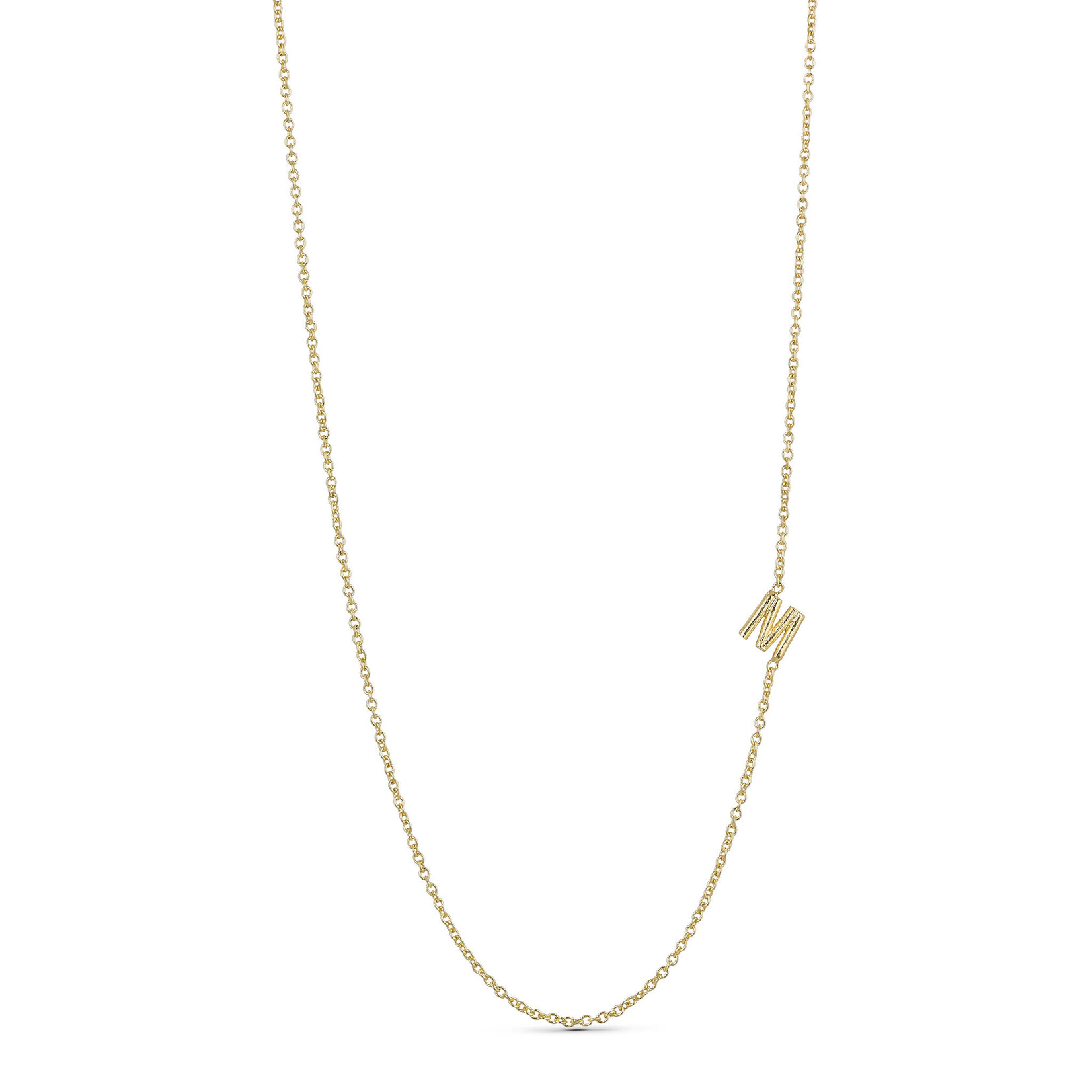 Pure by nat Halsketting met letter M - Gold Plated