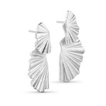 Pure by nat Earrings Double Fan - Silver Plated