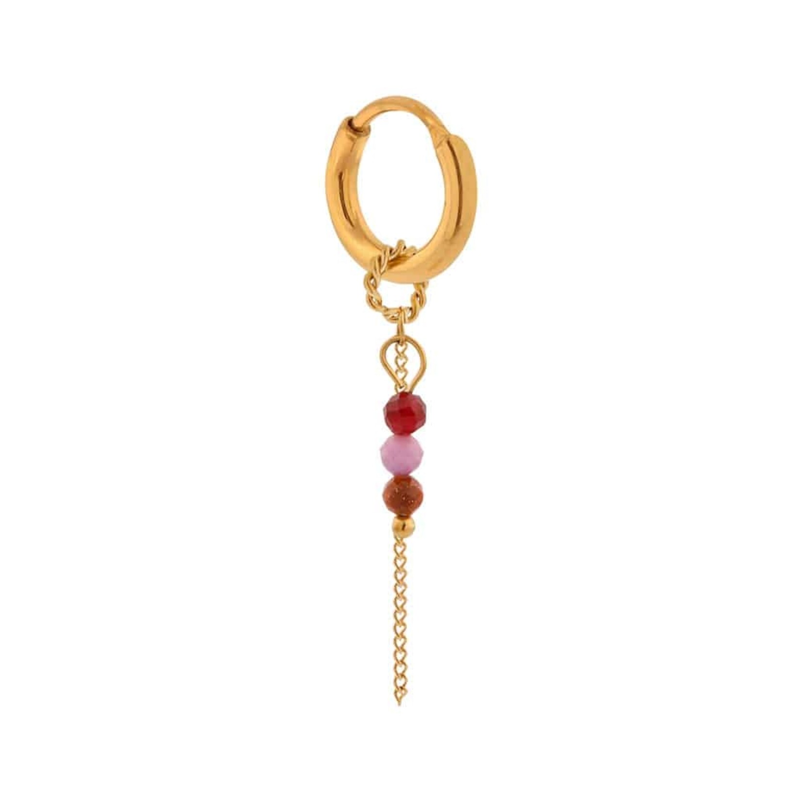 Chain ruby hoop gold single