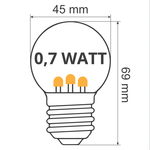 Warm witte LED lampen met LEDs op korte stokje - 0,7 watt