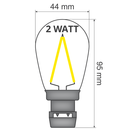 Priklamp - 2W filament, dimbaar (geen E27 fitting)