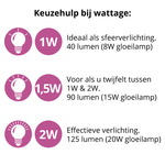 Warm witte lampen met melkwitte kap, dimbaar, Ø45 - 2 watt (2650K)