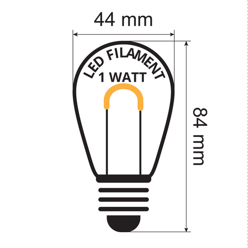 Warm witte filament lampen, U-vorm, dimbaar - 1 watt