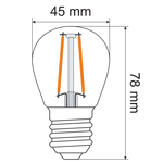 2,5W & 4,5W filament lamp, 2700K, helder glas Ø45 - dimbaar