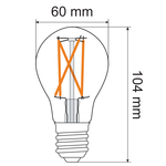 7W & 9W filament lamp, 2200-2700K, helder glas Ø60, dim-to-warm