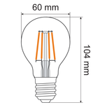 4,5W & 7W  filament lamp, 2700K, helder glas Ø60, 3-staps dimbaar