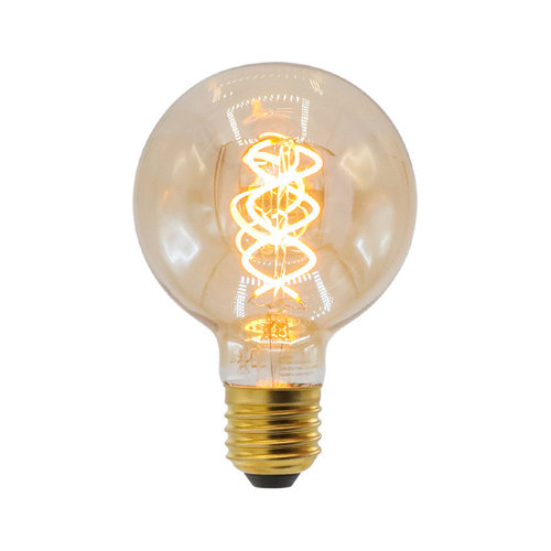 5W DNA spiraal lamp XL, 1800K, amber glas Ø95 - dimbaar