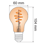 5W croissant spiraal lamp, 1800K, amber glas Ø60 - dimbaar