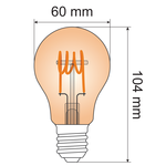 5W horizontale spiraal lamp, 1800K, amber glas Ø60 - dimbaar