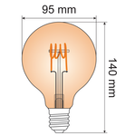 5W horizontale spiraal lamp XL, 1800K, amber glas Ø95 - dimbaar