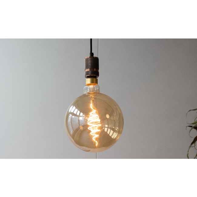 8,5W croissant spiraal lamp XXXL, 2000K, amber glas Ø200 - dimbaar