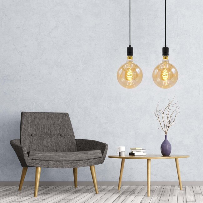 8,5W croissant spiraal lamp XXXL, 2000K, amber glas Ø200 - dimbaar