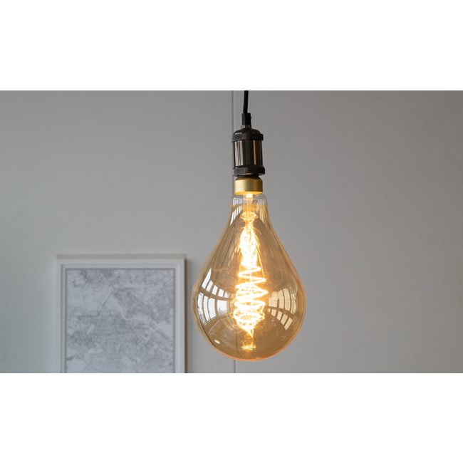 8,5W croissant spiraal lamp XXL, 2000K, amber glas Ø160 - dimbaar