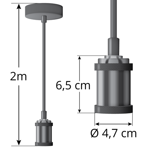 Moderne snoerpendel zwart met glans