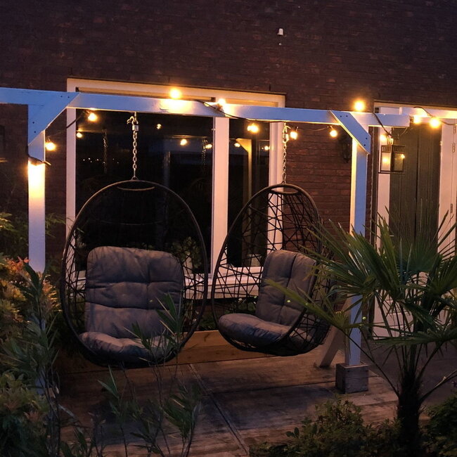 Lichtsnoer voor buiten van 37 meter met 80 extra warm witte LED lampen