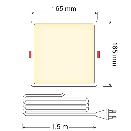 LED Downlight vierkant - 12 watt - 165 x 165mm 4000K