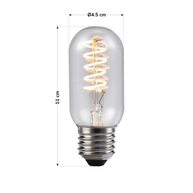 LED filament buislamp 4W, 2700K, helder glas met spiraal - dimbaar