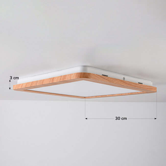 Plafondlamp in houtoptiek 3-staps dimbaar - Emilie