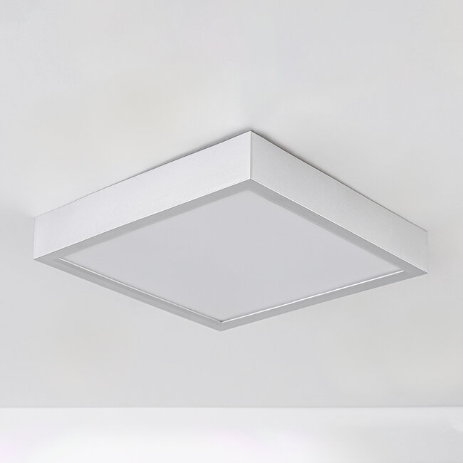 Vierkante plafondlamp met melkwitte kap en 3-staps dimbare LEDs - Joelle