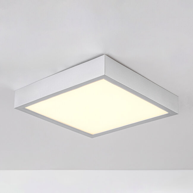 Vierkante plafondlamp met melkwitte kap en 3-staps dimbare LEDs - Joelle