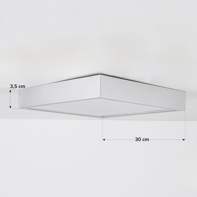 Vierkante plafondlamp met melkwitte kap en 3-staps dimbare LEDs - Joelle