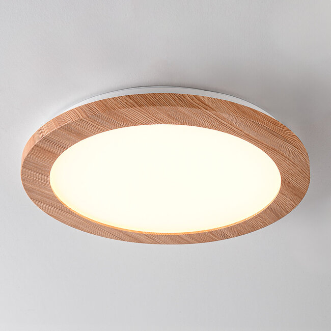 Plafondlamp 3-staps dimbaar met houten rand - Camille