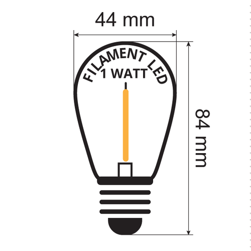 Ampoule LED guinguette, bleu,  à filament, 1 watt