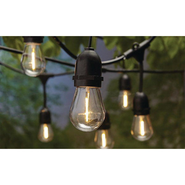 Guirlande lumineuse DEL solaire de style vintage à filament - Intérieur/ Extérieur - 15 ampoules - 10.5 m