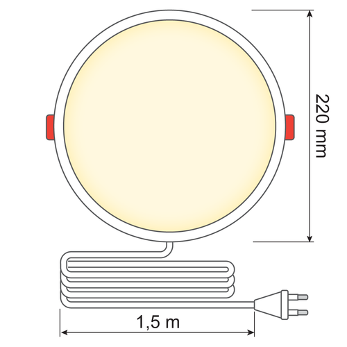 LED-Downlight rund - 18 Watt - Ø 220 mm