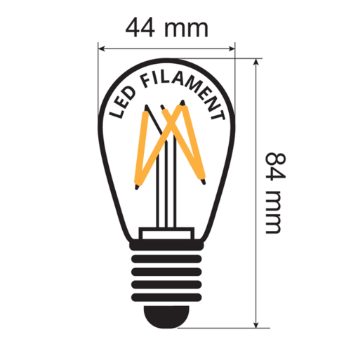 Lichterkette Glühbirne farbig, Filament LED, dimmbar, gelb - 3,5 Watt