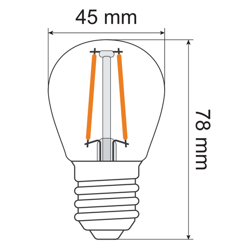 2,5W & 4,5W Filament Glühlampe, 2700K, Klarglas Ø45 - dimmbar