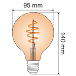 5W Croissant-Spirallampe XL, 1800K, Braunglas Ø95 - dimmbar