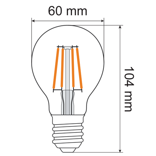 4,5W & 7W Filament Glühlampe, 2700K, Klarglas Ø60, 3-stufig dimmbar