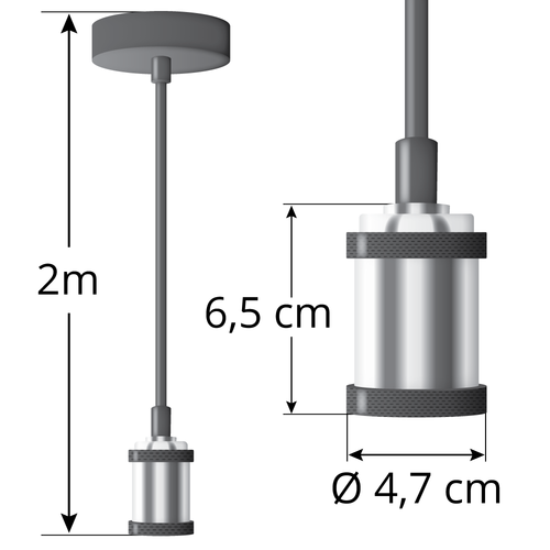 Moderne Kabelpendelleuchte silber