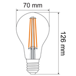 12W Filament Glühlampe, 2700K, Klarglas Ø70 - dimmbar