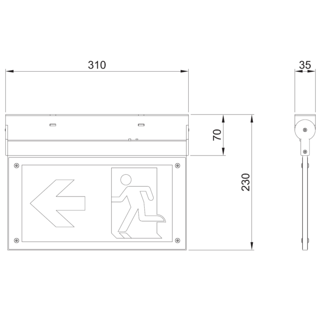 Surface-mounted emergency lighting on swivel OTG-FF