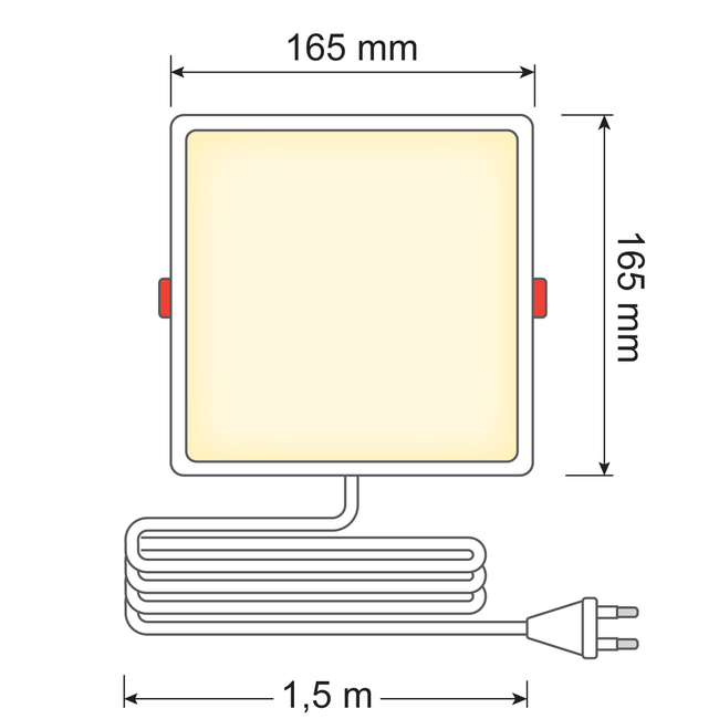LED Downlight square - 12 watt - 165 x 165mm