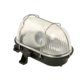 Black bulkhead light with glass