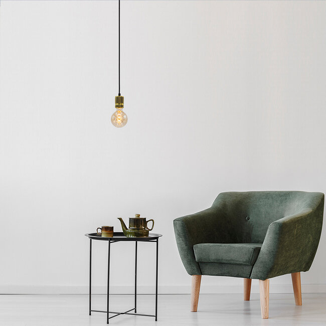 Industrial Golden cord pendants incl. 5W XL bulb, Amber glass, 1800K, Ø95