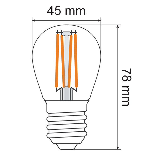 2.5W & 4,5W filament lamp, 2700K, clear glass Ø45 - dimmable
