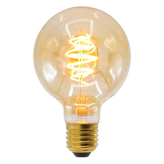 G95 amber spiral LED filament bulb, dimmable - 5W