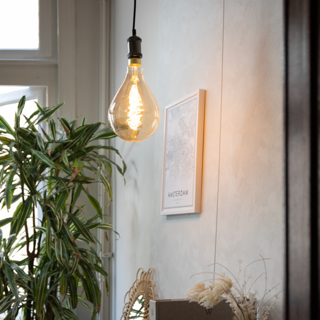 Industrial pendant light cord - glossy black