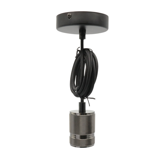 Industrial pendant light cord - glossy black