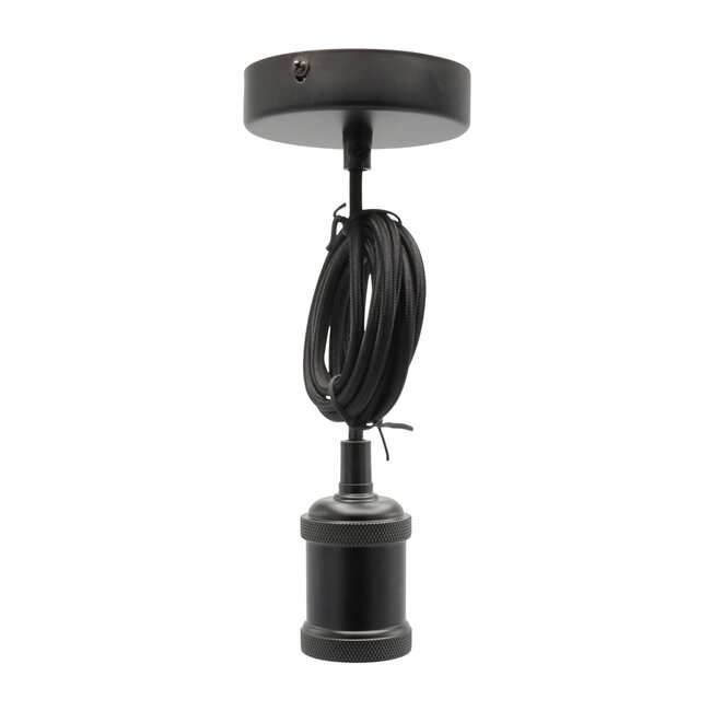 Modern cord pendant in matt black - E27 lamp holder