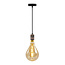Industrial rose gold cord pendants incl. 8.5W to 10W XXL bulb, Amber glass, 2000K, Ø160