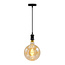 Modern matte-black cord pendant, 8.5–10W XXXL G200, amber bulb