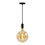 Modern matte-black cord pendant, 8.5–10W XXXL G200, amber bulb