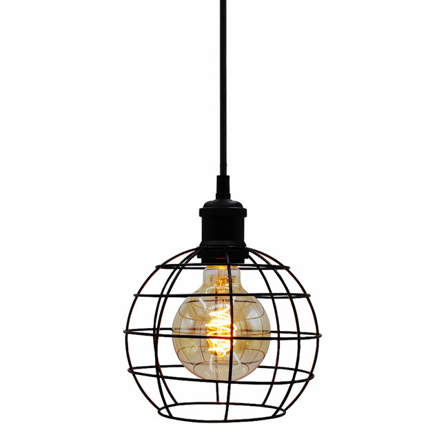 Pendant lamp Hugo with 5W spiral bulb, amber, 1800K, G95