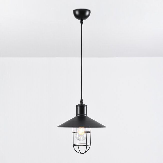 Industrial pendant lamp Kiev in black steel