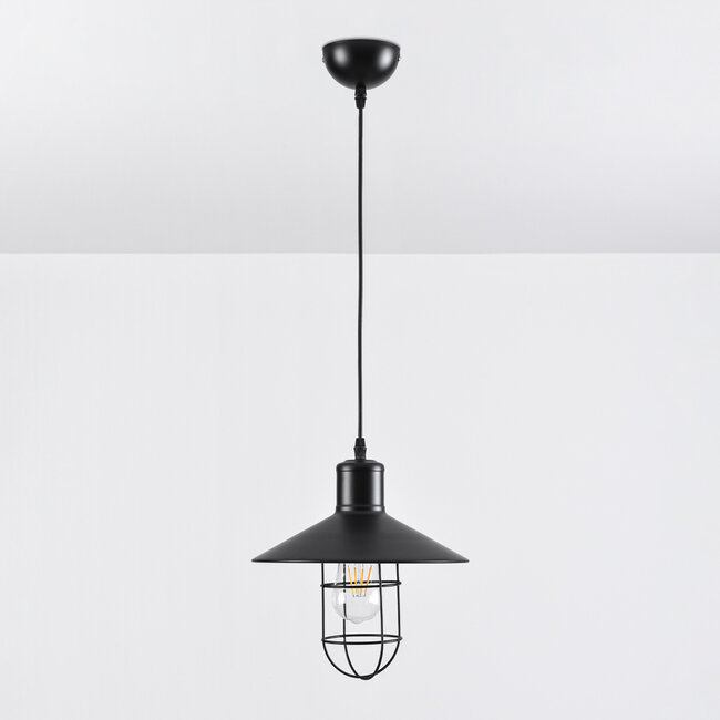 Industrial pendant lamp Kiev in black steel